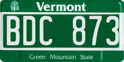 VT license plate BDC873