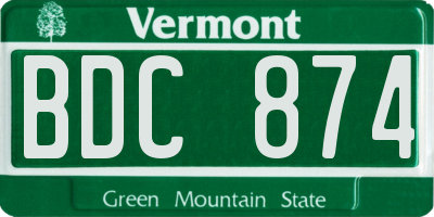 VT license plate BDC874