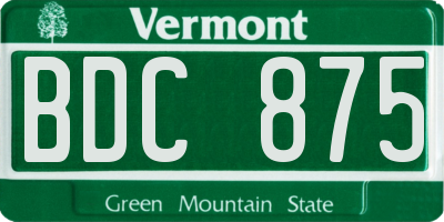 VT license plate BDC875
