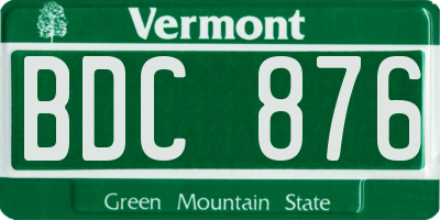 VT license plate BDC876