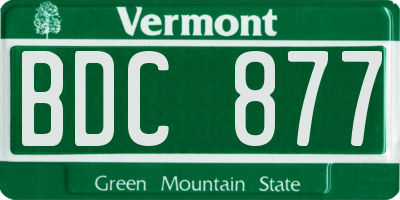VT license plate BDC877