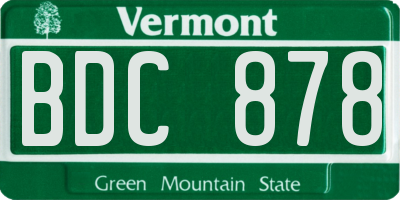 VT license plate BDC878