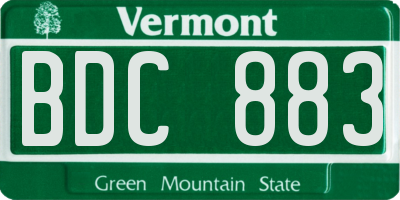 VT license plate BDC883
