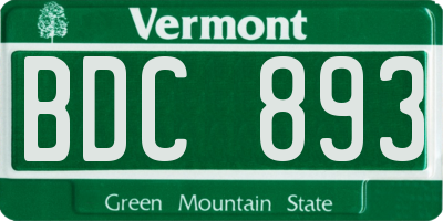 VT license plate BDC893