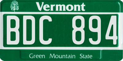 VT license plate BDC894