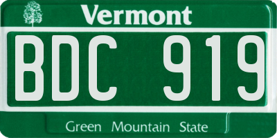VT license plate BDC919