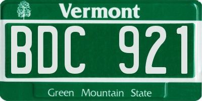 VT license plate BDC921