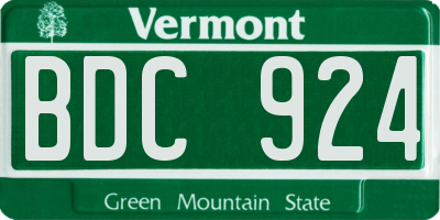 VT license plate BDC924