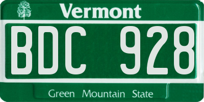 VT license plate BDC928