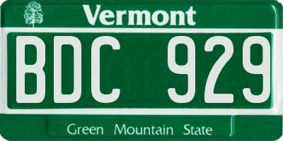 VT license plate BDC929
