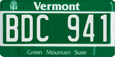 VT license plate BDC941