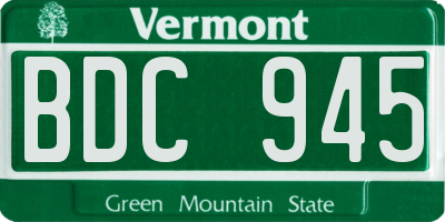 VT license plate BDC945
