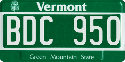 VT license plate BDC950