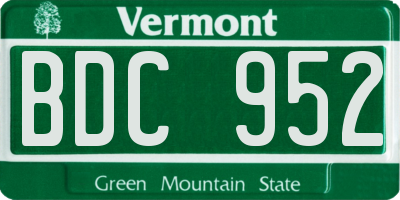 VT license plate BDC952