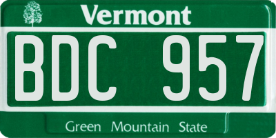 VT license plate BDC957