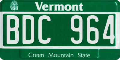 VT license plate BDC964