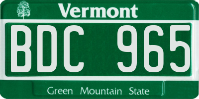 VT license plate BDC965