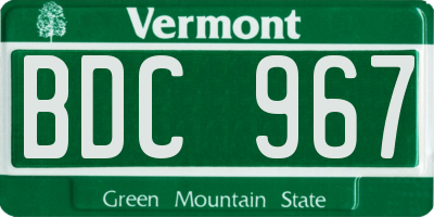 VT license plate BDC967