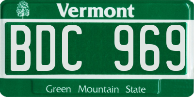 VT license plate BDC969