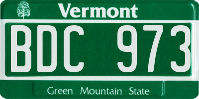 VT license plate BDC973