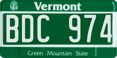 VT license plate BDC974