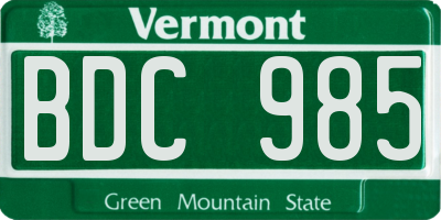 VT license plate BDC985