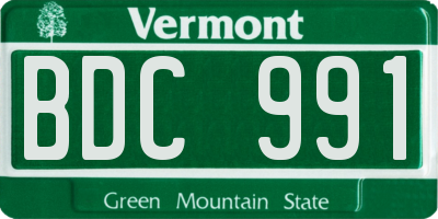 VT license plate BDC991