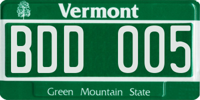 VT license plate BDD005