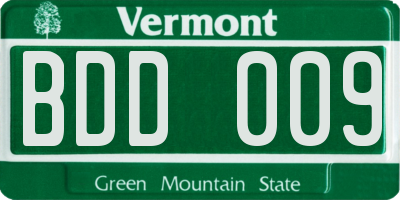 VT license plate BDD009