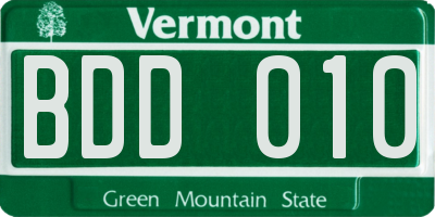 VT license plate BDD010
