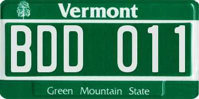 VT license plate BDD011