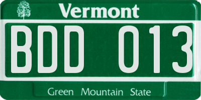 VT license plate BDD013