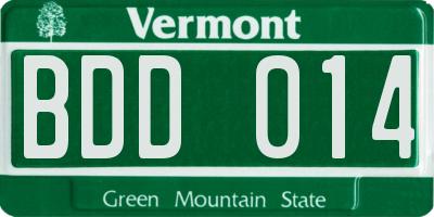 VT license plate BDD014
