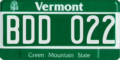 VT license plate BDD022
