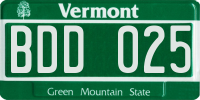 VT license plate BDD025