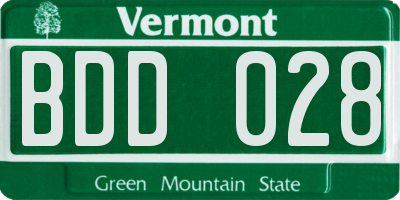 VT license plate BDD028
