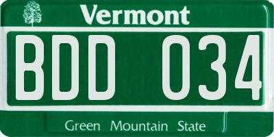 VT license plate BDD034