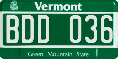 VT license plate BDD036