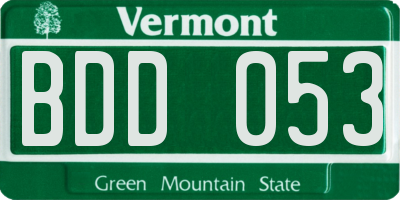 VT license plate BDD053