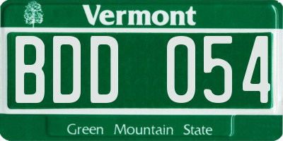 VT license plate BDD054