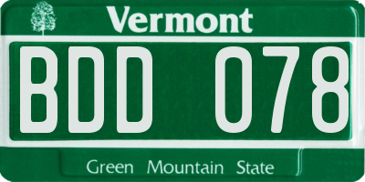 VT license plate BDD078
