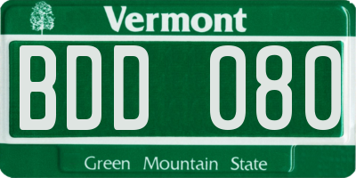 VT license plate BDD080