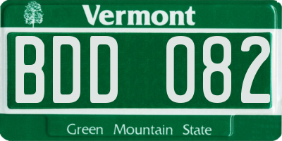 VT license plate BDD082