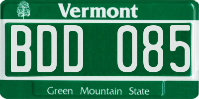 VT license plate BDD085