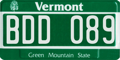 VT license plate BDD089