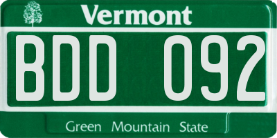 VT license plate BDD092