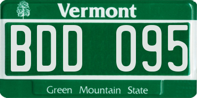 VT license plate BDD095