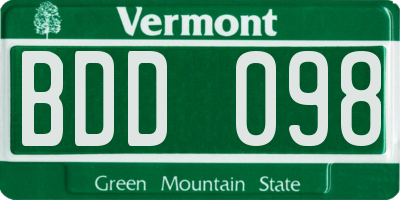 VT license plate BDD098