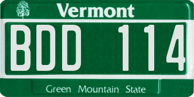 VT license plate BDD114