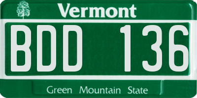 VT license plate BDD136